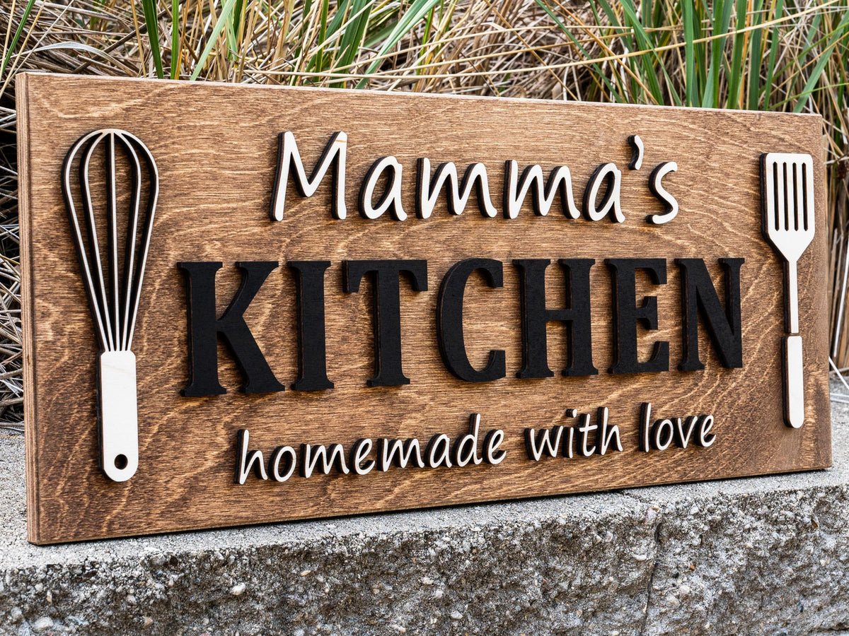 out sona様 kitchen サインボード❁ Personalized Kitchen Wood Name Sign | Mom's Kitchen Homemade with
