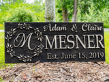 Monogram Floral Wreath Sign