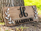 Floral Monogram Family Name Sign