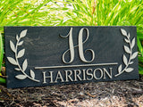 Floral Monogram Family Name Sign