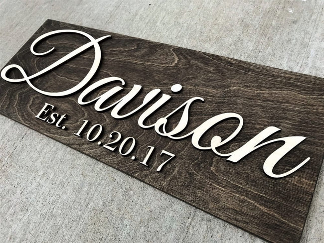 Wood Established Sign