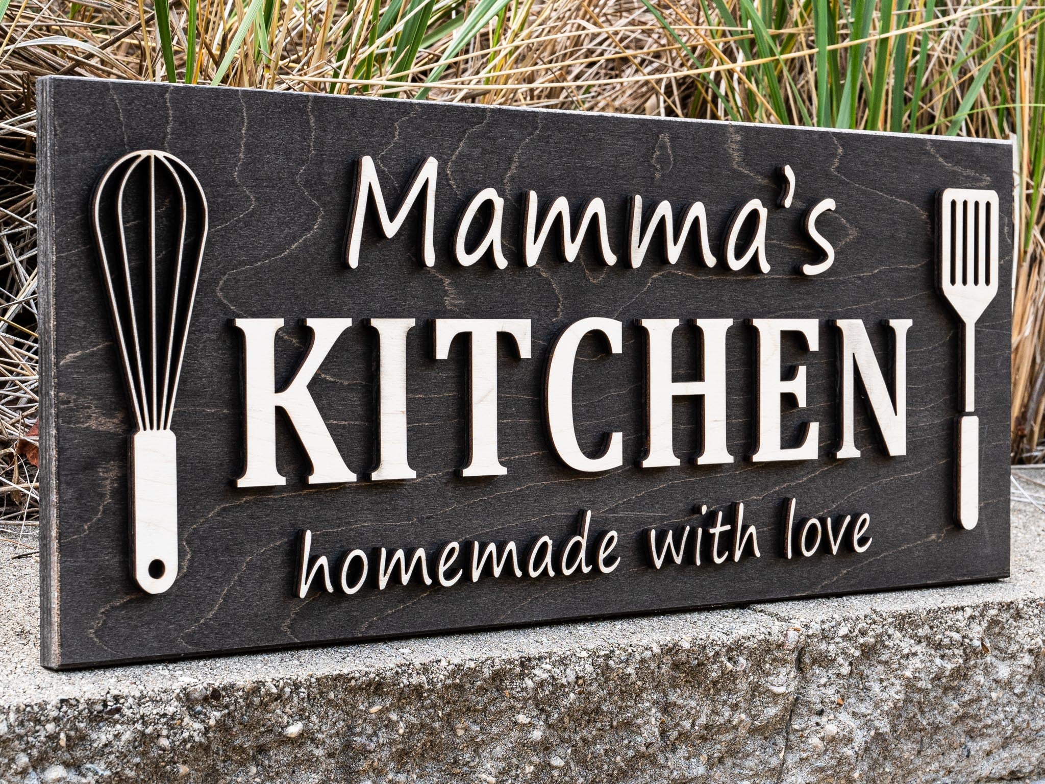 Personalized Mom's Kitchen Sign | Kitchen Wall Decor Wooden Name Sign ...