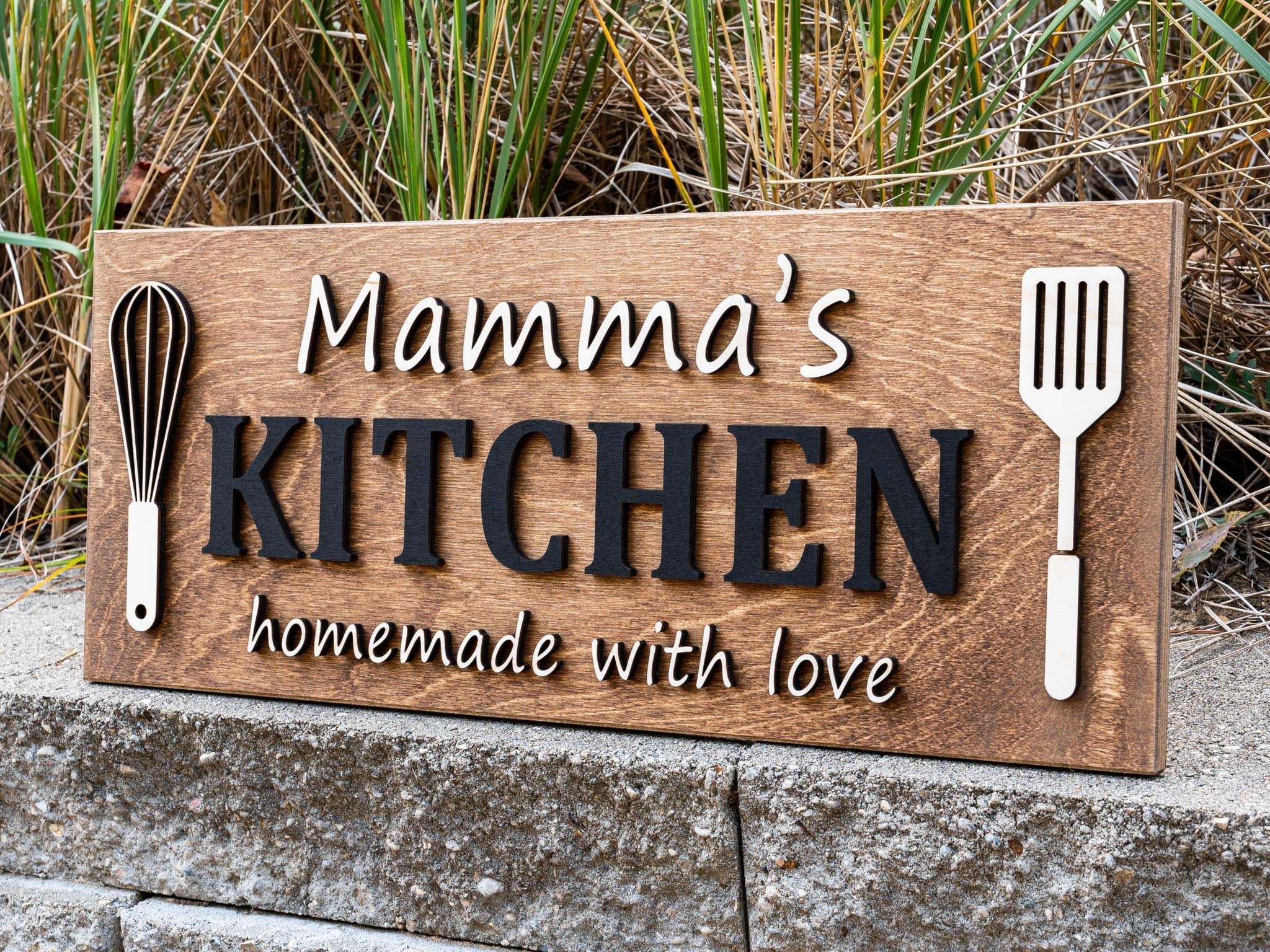 Personalized Mom's Kitchen Sign | Kitchen Wall Decor Wooden Name Sign ...