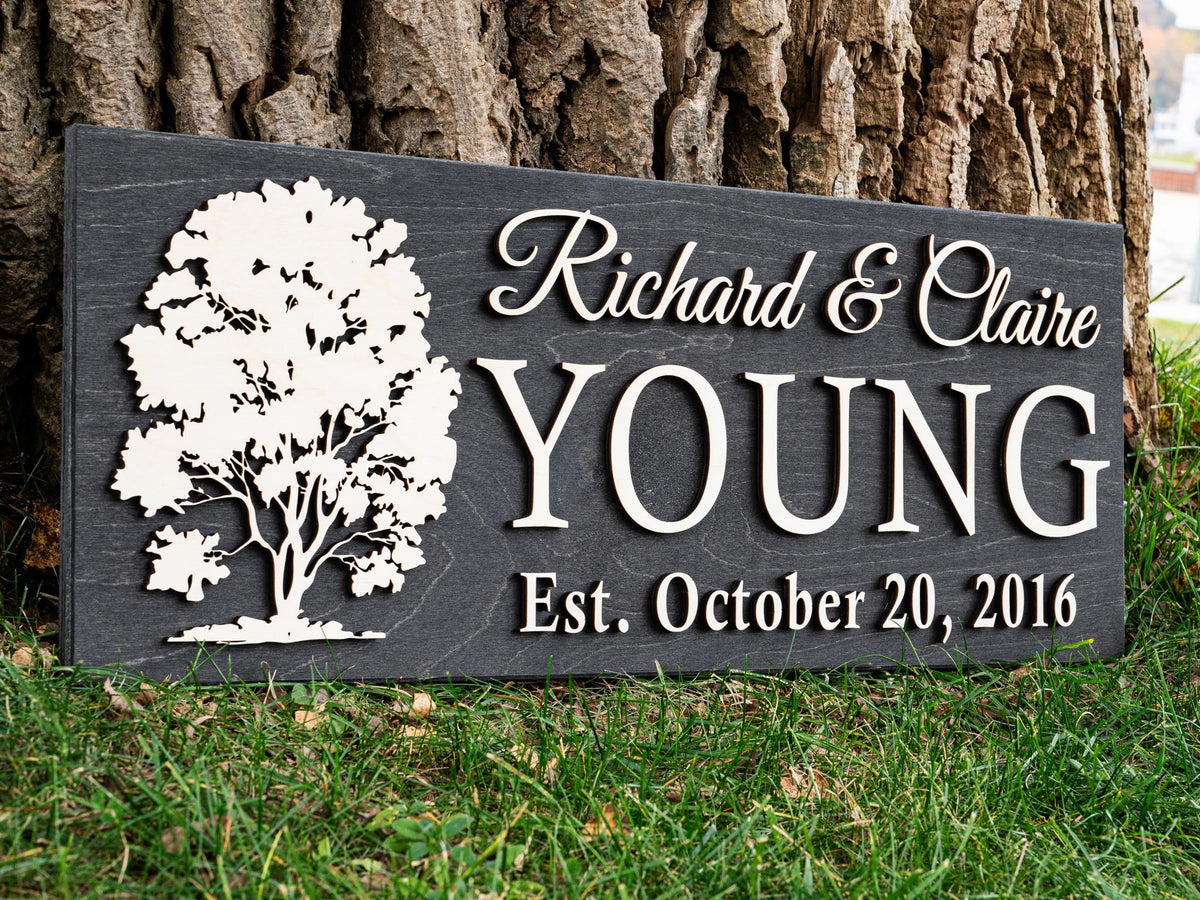 Association Est. Sign Custom Est Sign | 3D Wall Art | Family Name Sign with Tree | Wood Sign ...