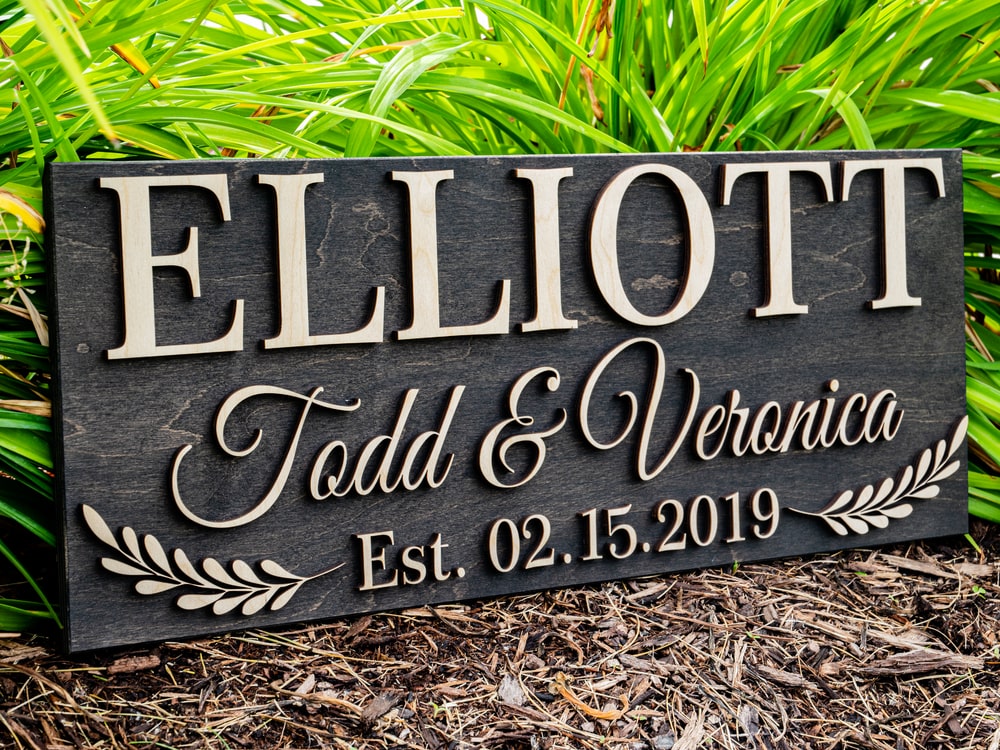 Custom Laurel Branch Sign | Personalized Wedding Gift | Floral Decor ...