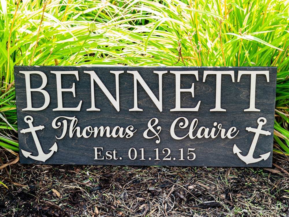 Custom Anchor Sign | Personalized Boat Gift | Wood Boat Anchor Decor ...