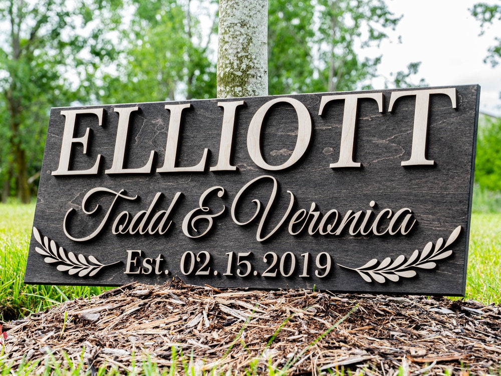 Custom Laurel Branch Sign | Personalized Wedding Gift | Floral Decor ...