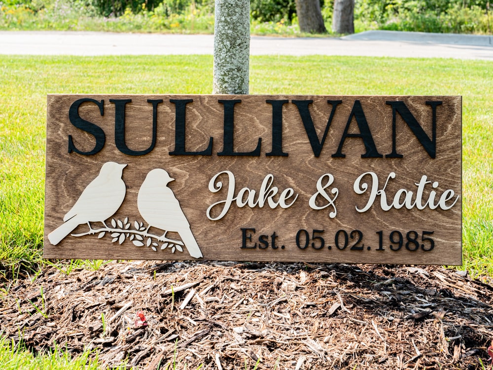 Custom Love Birds Sign Personalized Wedding Gift Romantic Decor