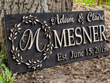 Monogram Floral Wreath Sign