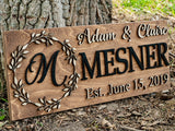 Monogram Floral Wreath Sign