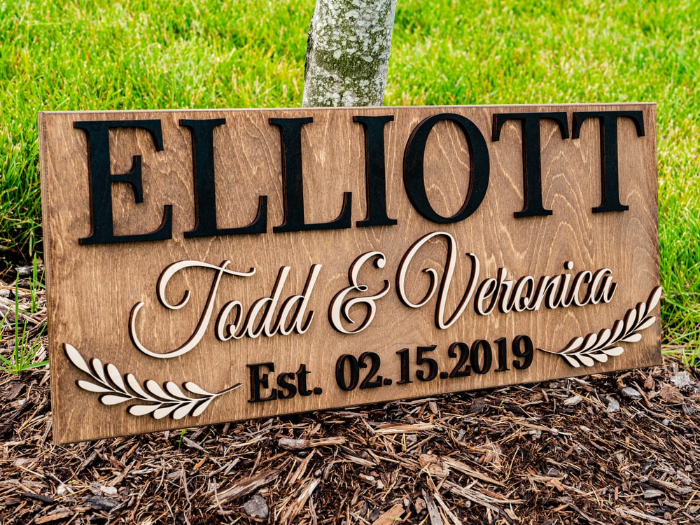 Branch Sign Custom Laurel Branch Sign | Personalized Wedding Gift | Floral Decor ...