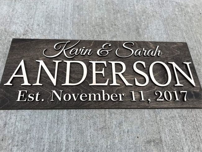 Personalized Wedding Anniversary Established Sign - Custom Carved